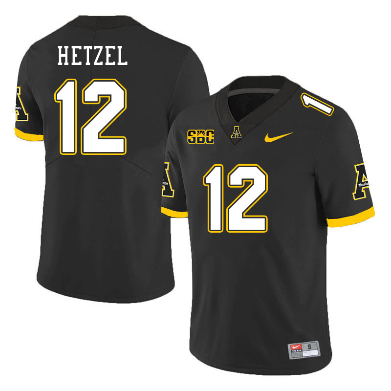 Men #12 Michael Hetzel Appalachian State Mountaineers College Football Jerseys Stitched Sale-Black - Click Image to Close